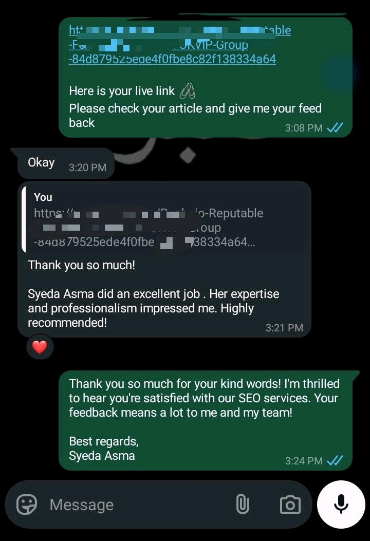 Syeda Asma did an excellent job. Her expertise and professionalism impressed me. Highly recommended!